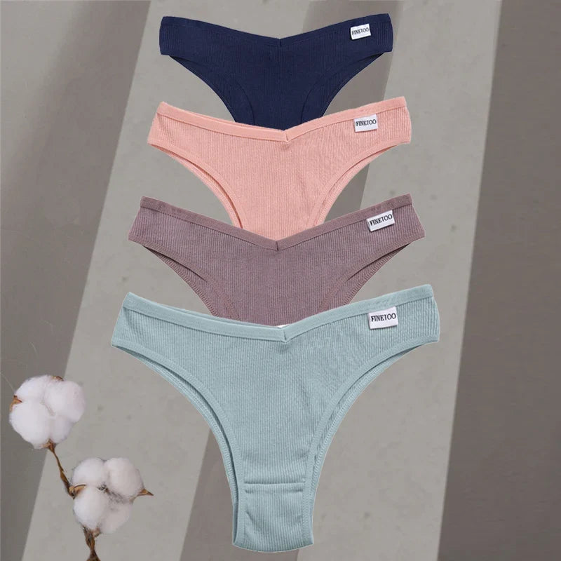 Premium Cotton Brazilian Panties – 4-Piece Set for Women