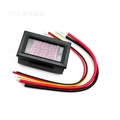 DC 0-100V 10A Digital Voltmeter Ammeter Dual Display Voltage Detector Current Meter Panel Amp Volt Gauge 0.28" Red Blue LED