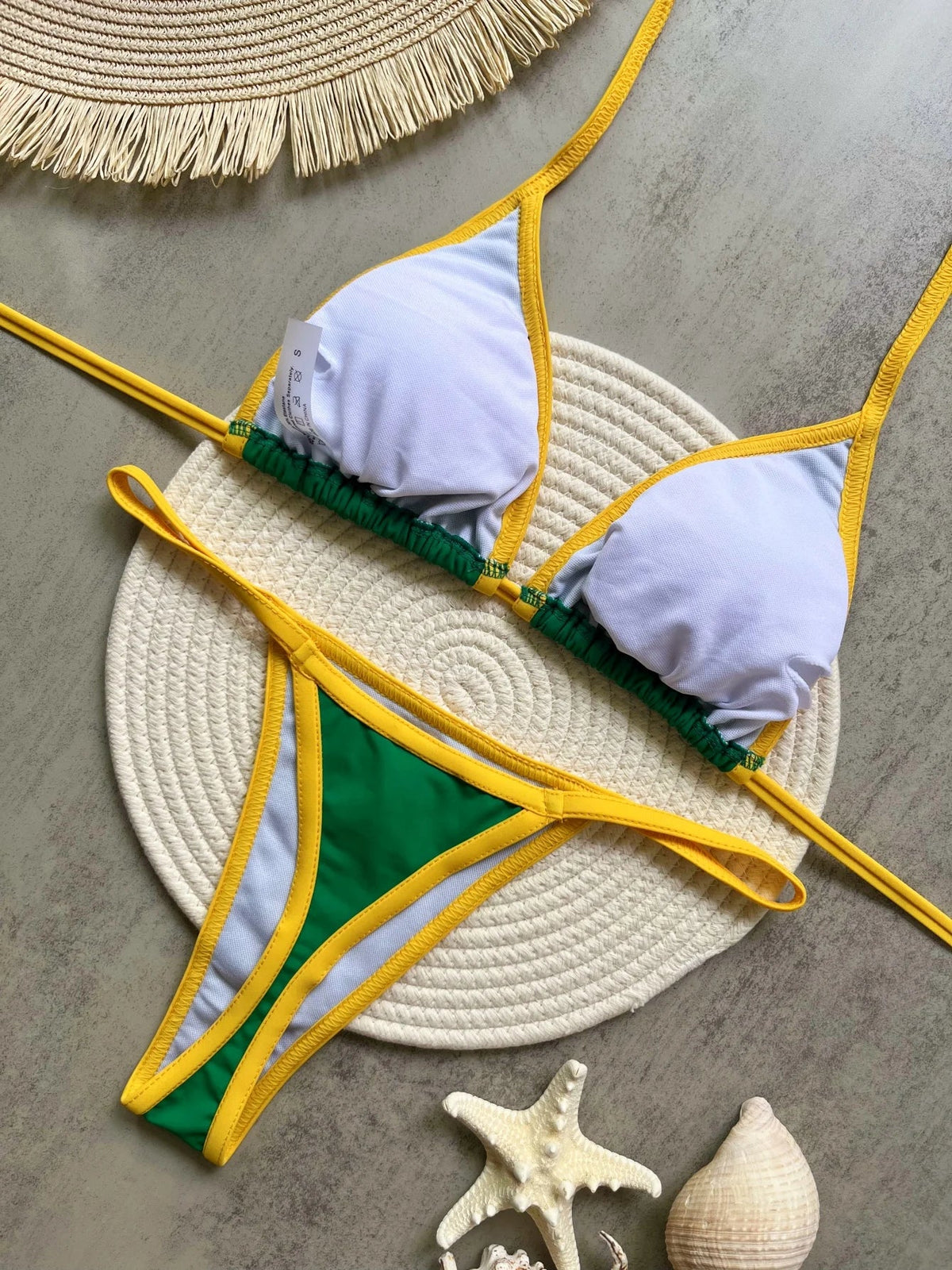Solid color sexy embroidered Brazilian flag bikini set, women&