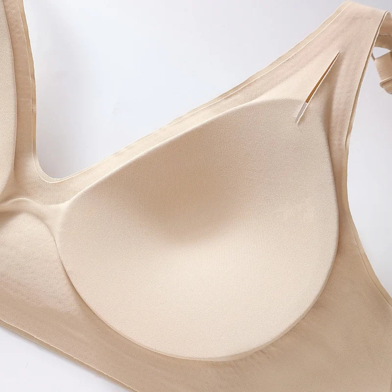 No-Show Seamless Bras For Women Non-wire V-neck Bralette Leopard Print Removable Pads Sports Underwear Sexy Lingerie S-5XL