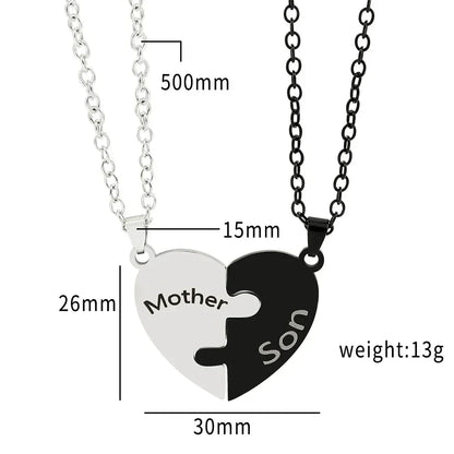Father Mom Son Daughter Family Necklace Love Heart Puzzle Pendant Necklace Stainless Steel Jewelry for Women Mother&