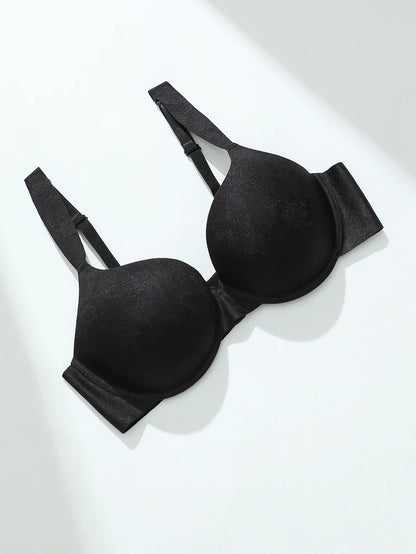 Plus Size Women Bra Soft Thin Cups Underwire Support Anti Sagging Push Up Brassiere Gather Side Fat Lingerie