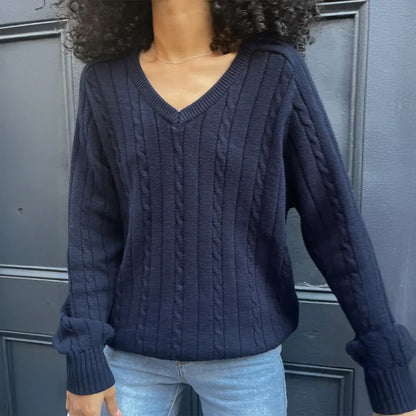 Phantasy Retro Solid Color Sweater Winter Women&