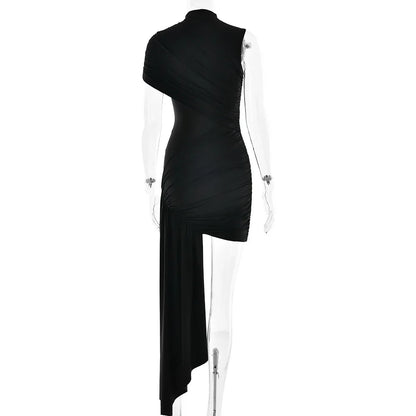 Irregular Pleated Mini Dress | Tassel Hem Streetwear Dress - Femstylo
