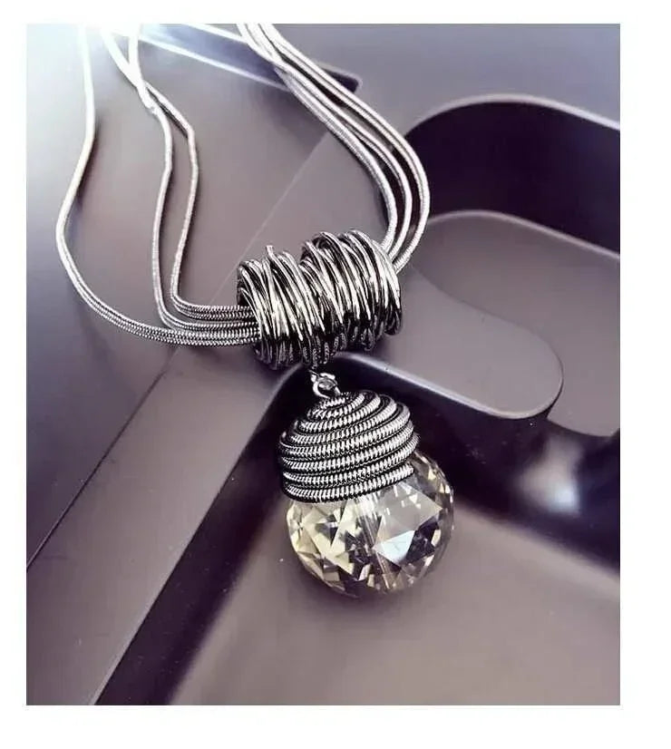 New Arrival Long Necklaces for Women 2024 Fashion Gray Crystal Choker Collier Femme Statement Necklaces &amp; Pendants Accessories