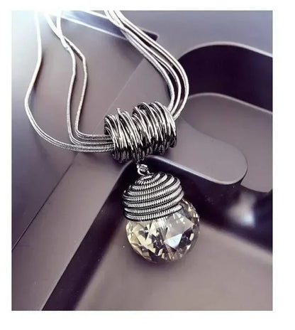 New Arrival Long Necklaces for Women 2024 Fashion Gray Crystal Choker Collier Femme Statement Necklaces &amp; Pendants Accessories