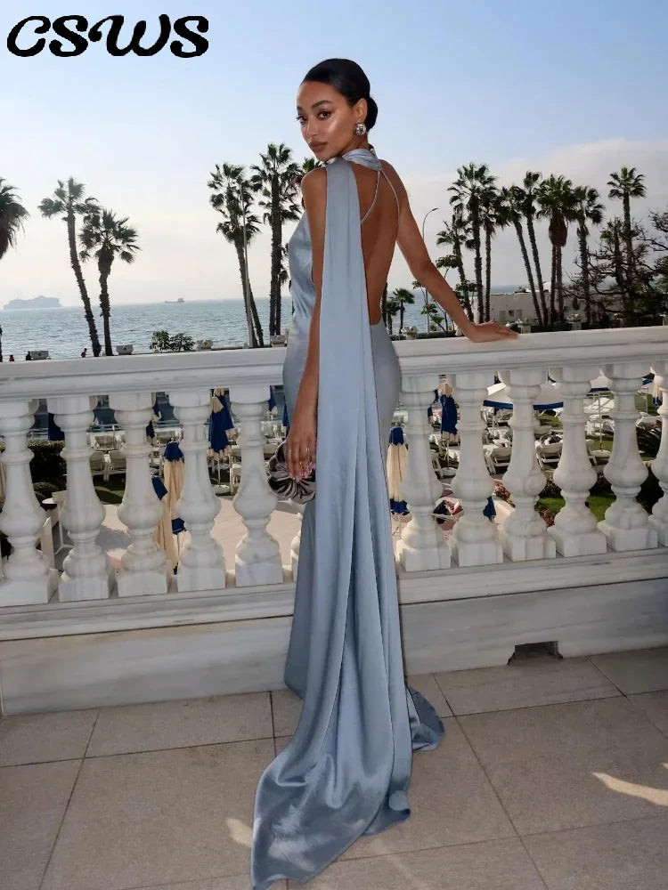 Backless Lace-Up Maxi Dress | Ribbon Sleeveless Evening Gown - Femstylo