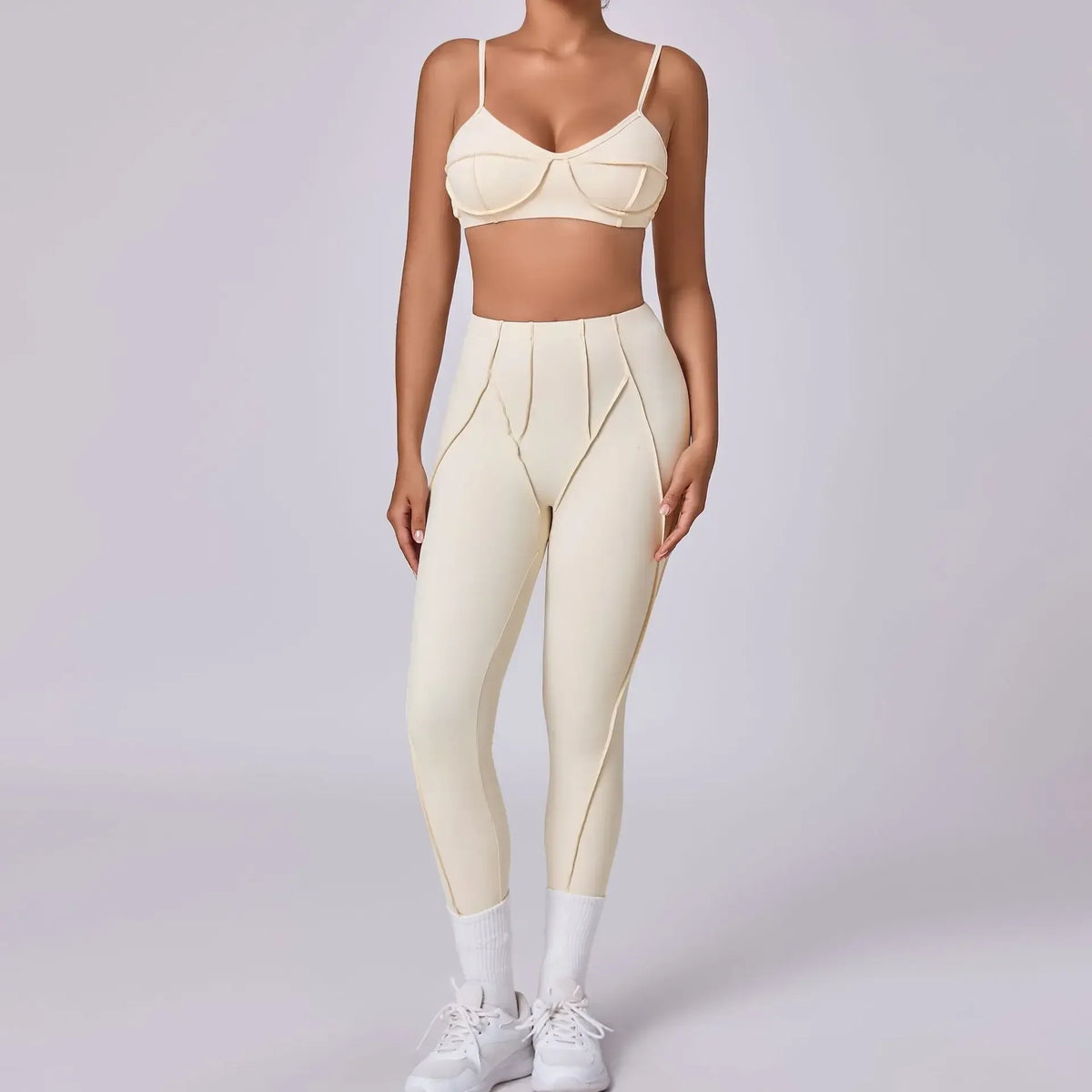 2-Piece Yoga Set – Open Back Sports Bra &amp; High Waist Shorts