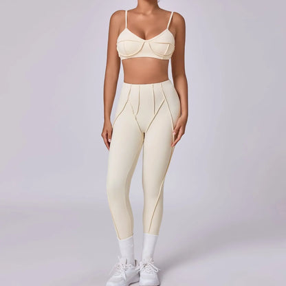 2-Piece Yoga Set – Open Back Sports Bra &amp; High Waist Shorts