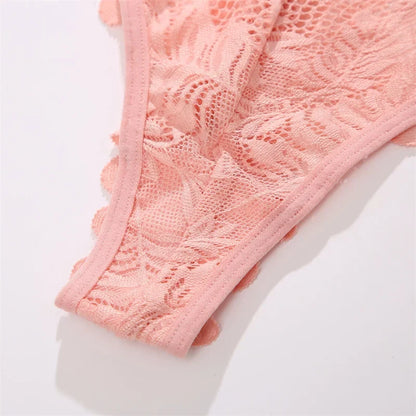 3-Piece Lace Thong Set for Women — Sexy Low-Rise G-String Panties