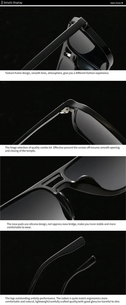 SO&amp;EI Fashion Double Bridges Square Rivets Women Sunglasses Retro Men Gradient Shades UV400 Sun Glasses