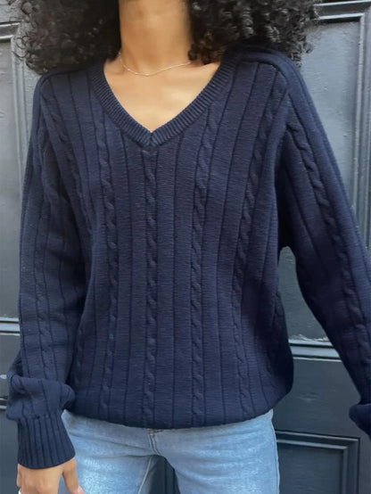 Phantasy Retro Solid Color Sweater Winter Women&