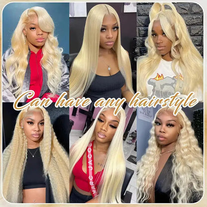 Silky 613 Blonde Bone Straight Human Hair Wig Dual 13x4&amp;13x6 Invisible HD Lace Super Long Lengths