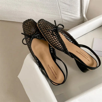 Woven Bow Back Strap Design Sandals Women&