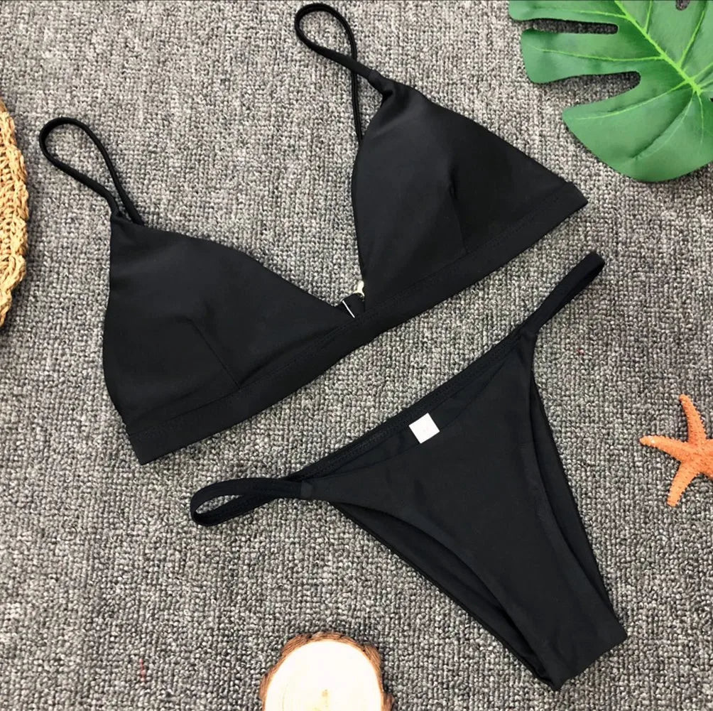 DEKA Women Sexy Solid Mini Micro Bikini Set Push-up padded Bra Thong Split Swimwear Female Bandage Bathing Suit Lacing Swimsuit