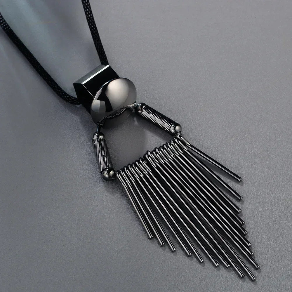 New Arrival Long Necklaces for Women 2024 Fashion Gray Crystal Choker Collier Femme Statement Necklaces &amp; Pendants Accessories