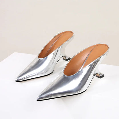 Design Fashion Platform Wedges High Heels Mule Women Slippers Concise Shallow Pointed Toe Party Dress Ladies Shoes 2026