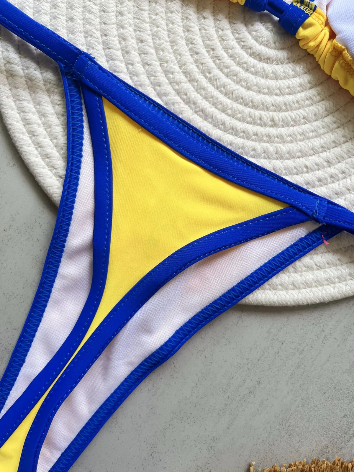 Solid color sexy embroidered Brazilian flag bikini set, women&