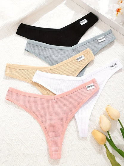 Premium Cotton G-String Panties 5-Piece Set for Women