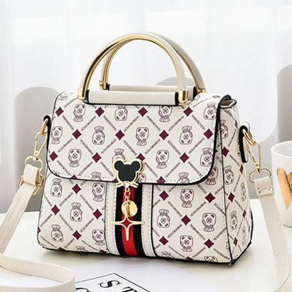 Monogram Print PU Leather Shoulder Bag For Women With Single Strap Casual Tote Bag - Versatile Everyday Accessory