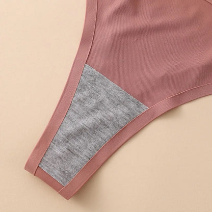 1PC Women Seamless Thongs Ice Silk T-back Solid G-String Breathable Crotch Sexy Lingerie Women&