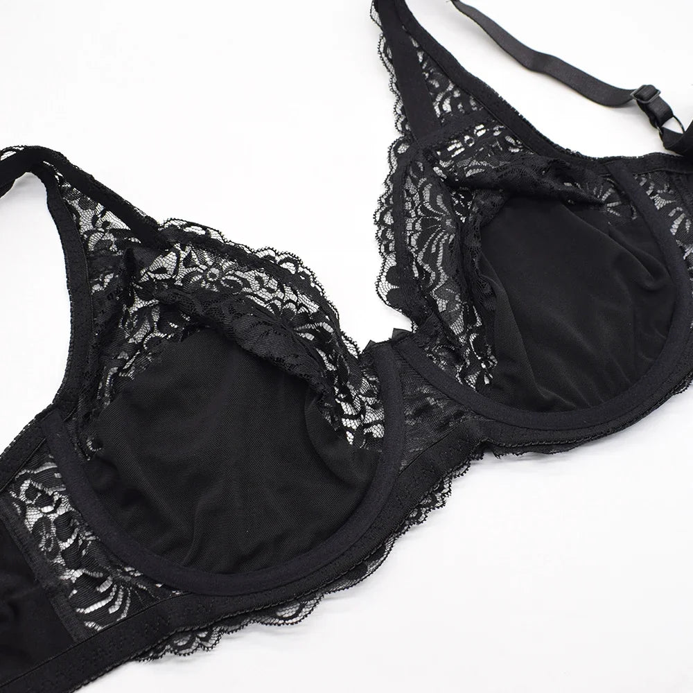 Bras For Women Minimizer Brassiere Plus Size Lace Bra Support Underwire Full Big Cup Thin Adjusted-straps D E F G H I
