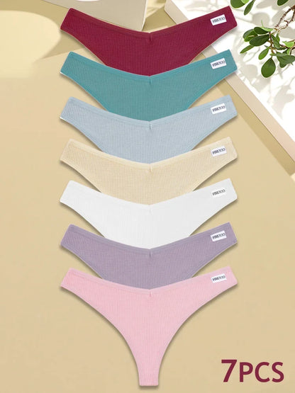 Soft Cotton G-String Panties – 7-Piece Set for Women