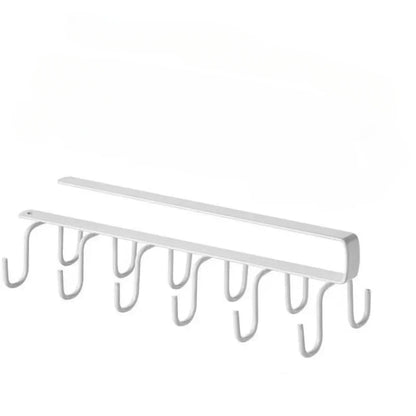 Household Kitchen Cabinet Bottom Shelf Hanging Hook, Non Perforated Cloth Rack, 6-Hook Organizing Rack, Spatula Hanging Rack
