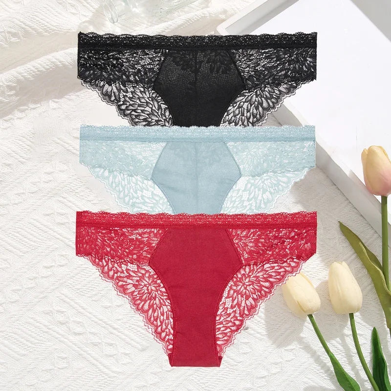 Premium Seamless Lace Briefs for Women – 3-Piece Set