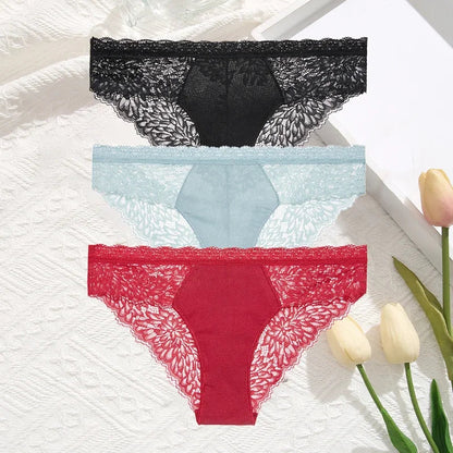 Premium Seamless Lace Briefs for Women – 3-Piece Set
