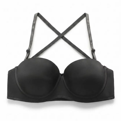 blcak Sexy Criss Cross Backless Push Up Bralette Seamless Underwireless Lingerie Adjustable Multi-strap Women&