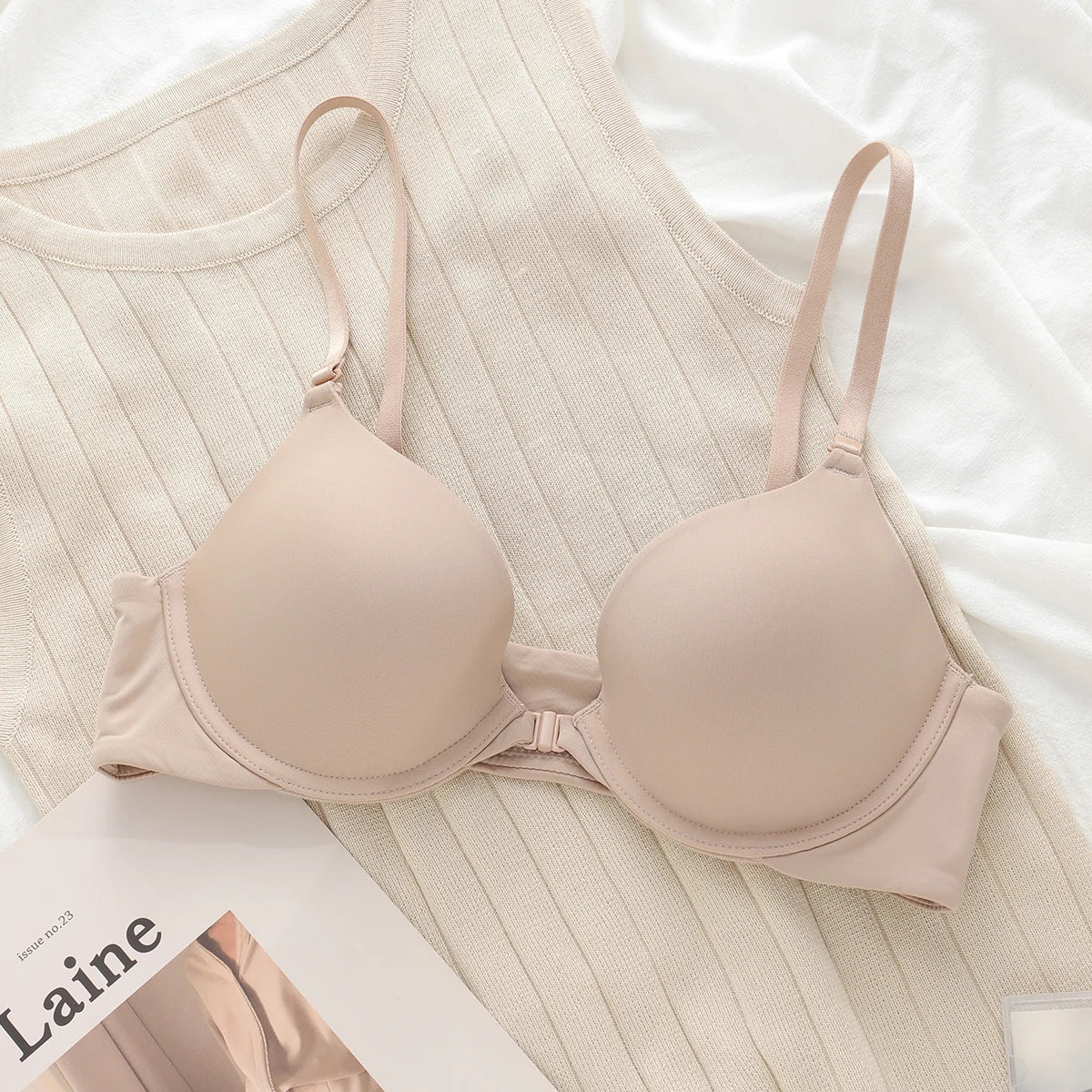 Sexy Front Buckle Push Up Bra For Women Underwear Adjustable Underwie Deep V Seamless Brassiere Cotton Comfortable Lingerie