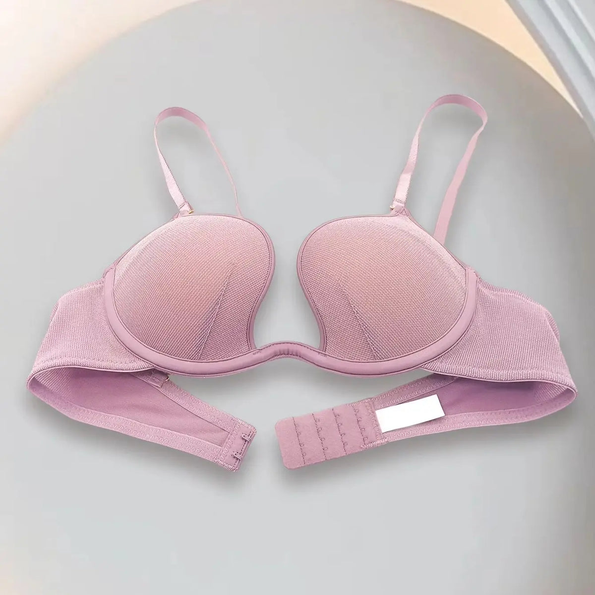 Purple deep V gather top bra women&