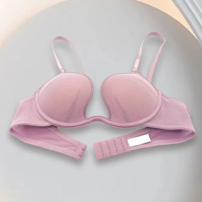 Purple deep V gather top bra women&