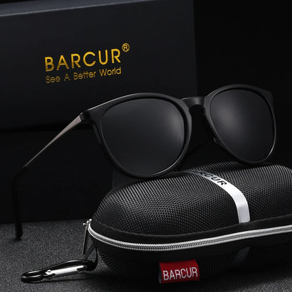 BARCUR Retro Circular Polarized Sunglasses for Women – Fashion Travel UV400 Protection TAC Lens – Durable Comfortable Plastic Titanium Frame Stylish Summer Eyewear – Trendy Mirror Lens Gift Box Included