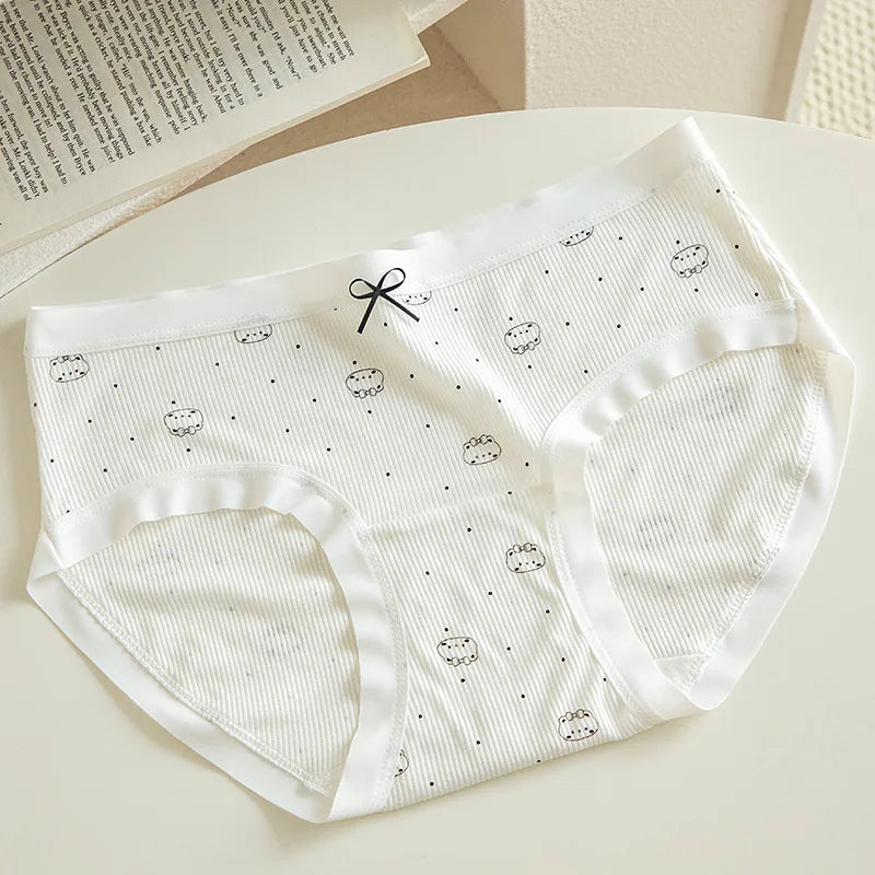 4pcs New Arrival Mid Waist Dot Print Underwear Ladies Sexy Panties for Women Comfortable Girls Briefs Intimates Lingerie