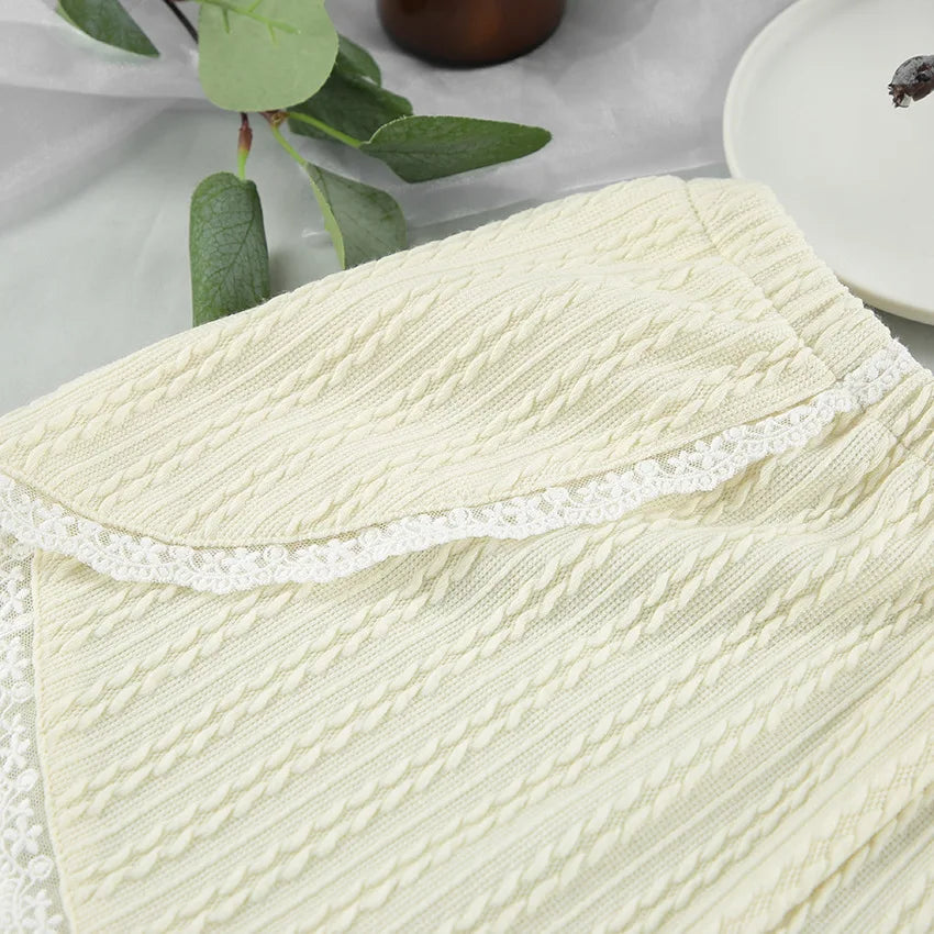 Lace Trim Ruffle Hem U-Neck Strap Cable Textured Cami &amp; Casual Shorts Loungewear Summer Pajamas Set Women Sleepwear