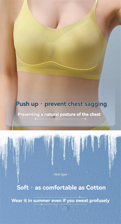 Ultra-Thin Breathable Ice Silk Top Bra Women&