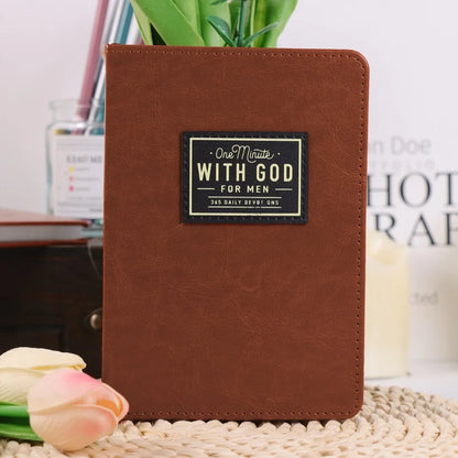 One Minute with God for Men 365 Devotions, Brown Faux Leather Flexcove Books