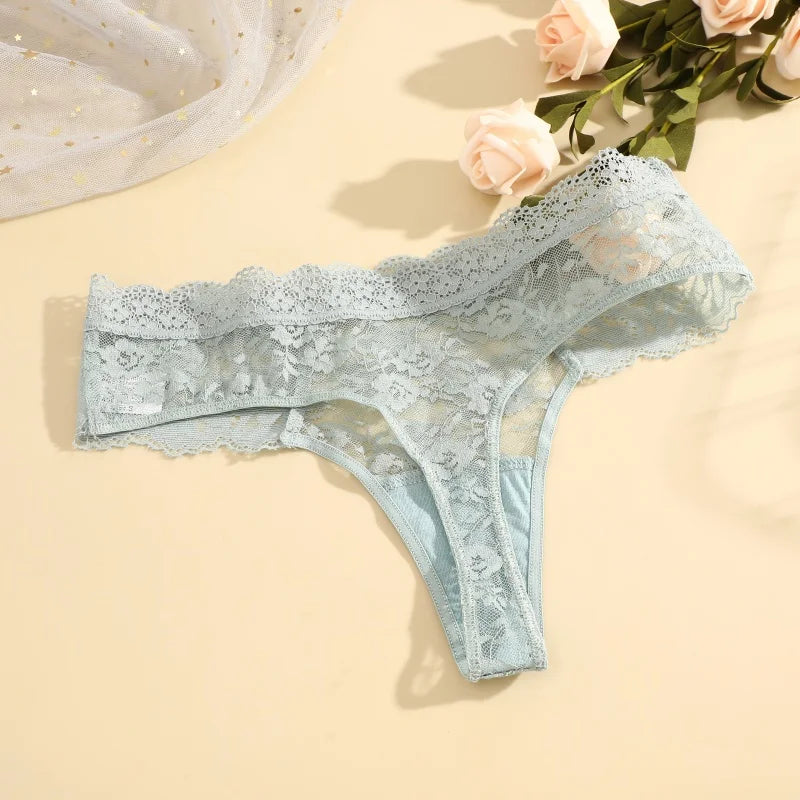 3-Piece Lace Thong Panties for Women – Seamless, Low-Rise Lingerie