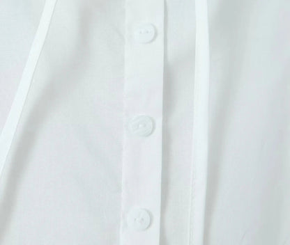Foridol Bowknot Smocked White Short Dress Women Summer Cotton Mini Sleeveless Tank Sundress Beach Chic Buttons Dress for Petite