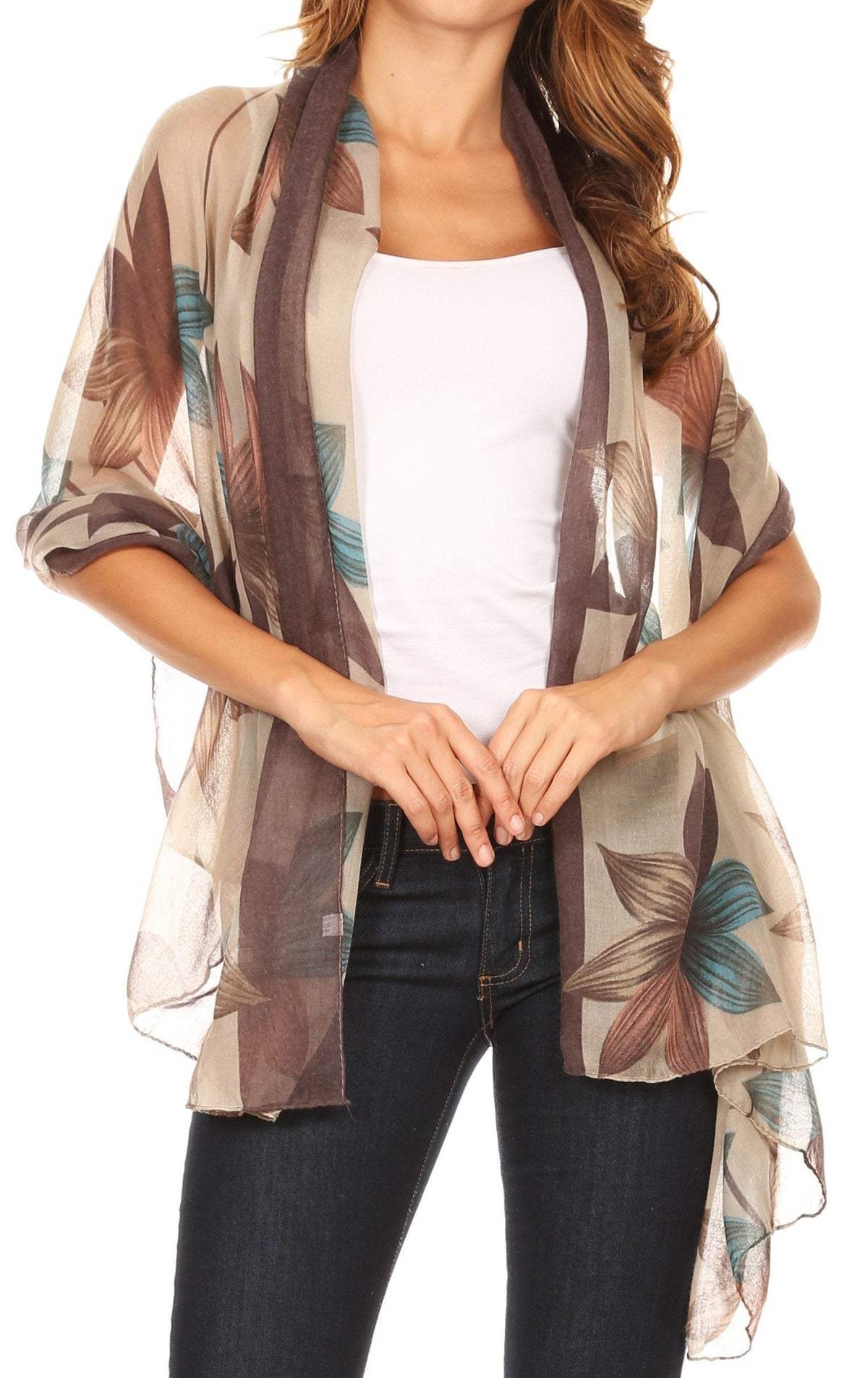 Sakkas Nichole summer gauze featherweight patterned versitile sheer scarf wrap