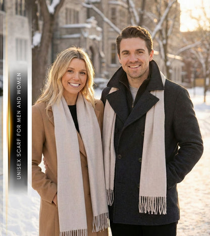 Sakkas Booker Cashmere Feel Solid Colored Unisex Winter Scarf With Fringe