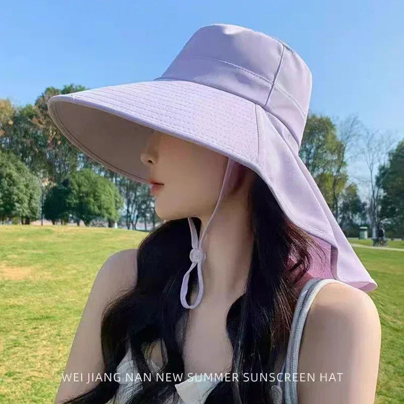 New summer ponytail hat with large brim sun visor women&