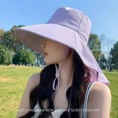 New summer ponytail hat with large brim sun visor women&