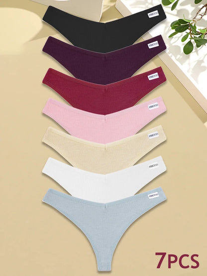 Soft Cotton G-String Panties – 7-Piece Set for Women