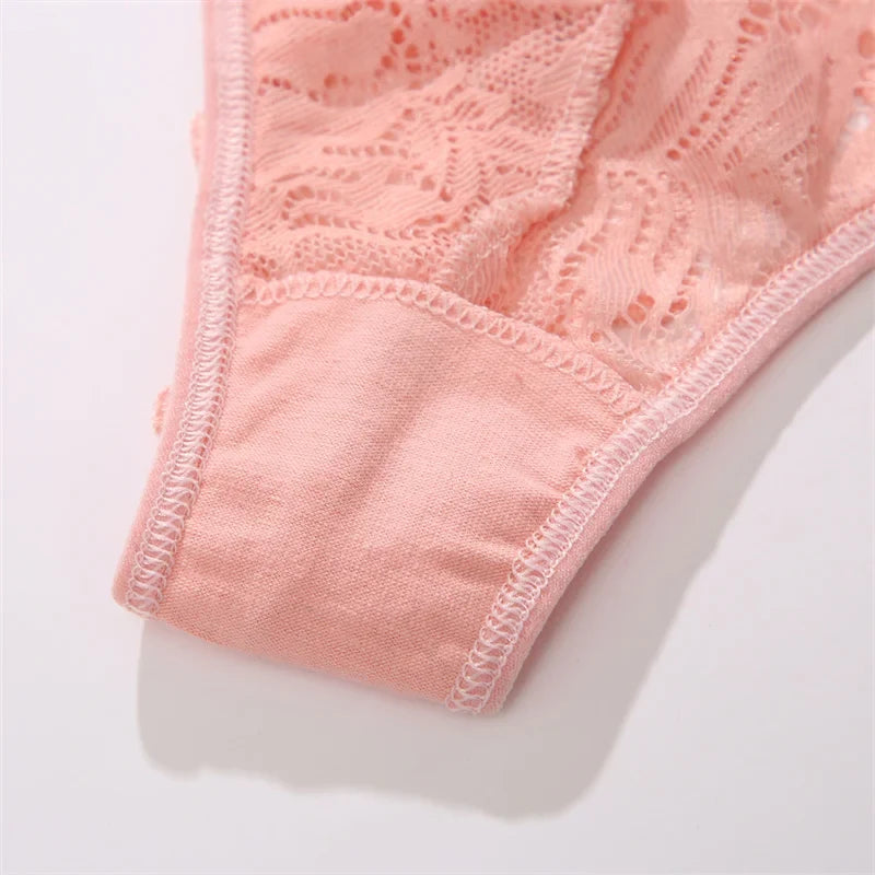 3-Piece Lace Thong Set for Women — Sexy Low-Rise G-String Panties