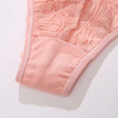 3-Piece Lace Thong Set for Women — Sexy Low-Rise G-String Panties