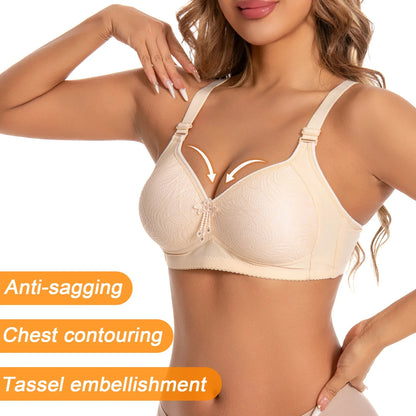 6 Seamless Comfortable Wireless Push-Up Bra Tassel Decor Women&