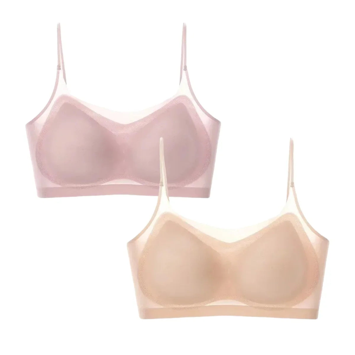 2Pcs/Set Seamless Bras For Women Padded Bra Sexy Lingerie Comfy Solid Color Tube Top Thin Straps U-Back Underwear M-4XL
